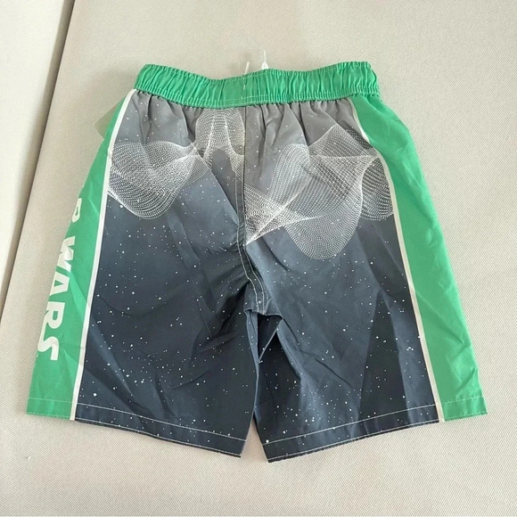 Star Wars Swim Trunk Shorts Gray Baby Yoda Print Size Medium 7/8 Bulit-In Brief - Picture 2 of 5